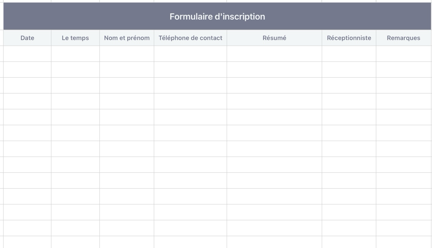 Formulaire d'inscription